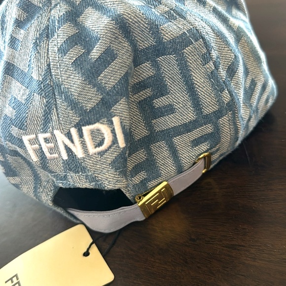 NWT Fendi Blue Two Tone Baseball Hat with gold hardware - Picture 2 of 2